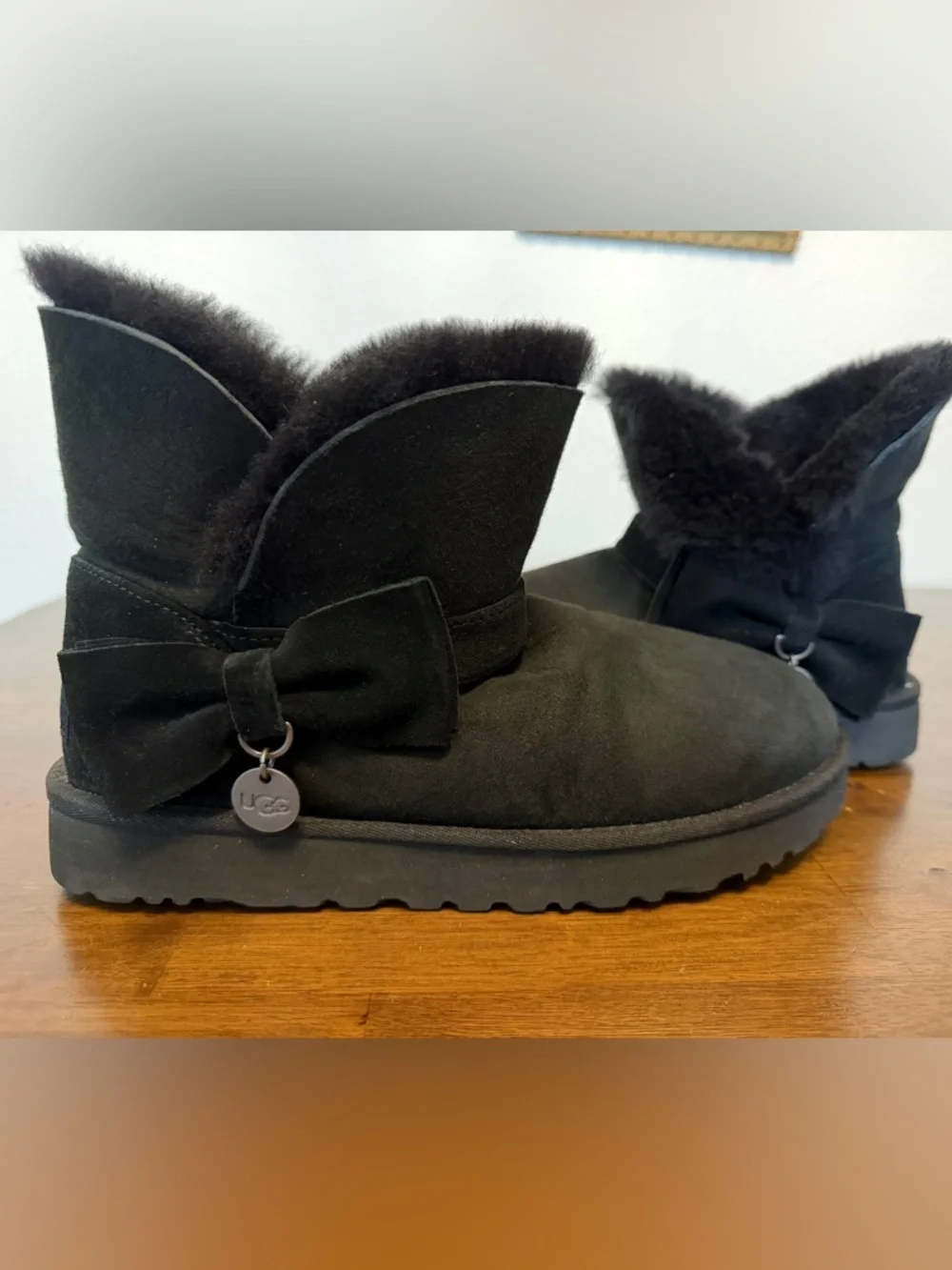 UGG Black Classic Suede Mini Bow Boots